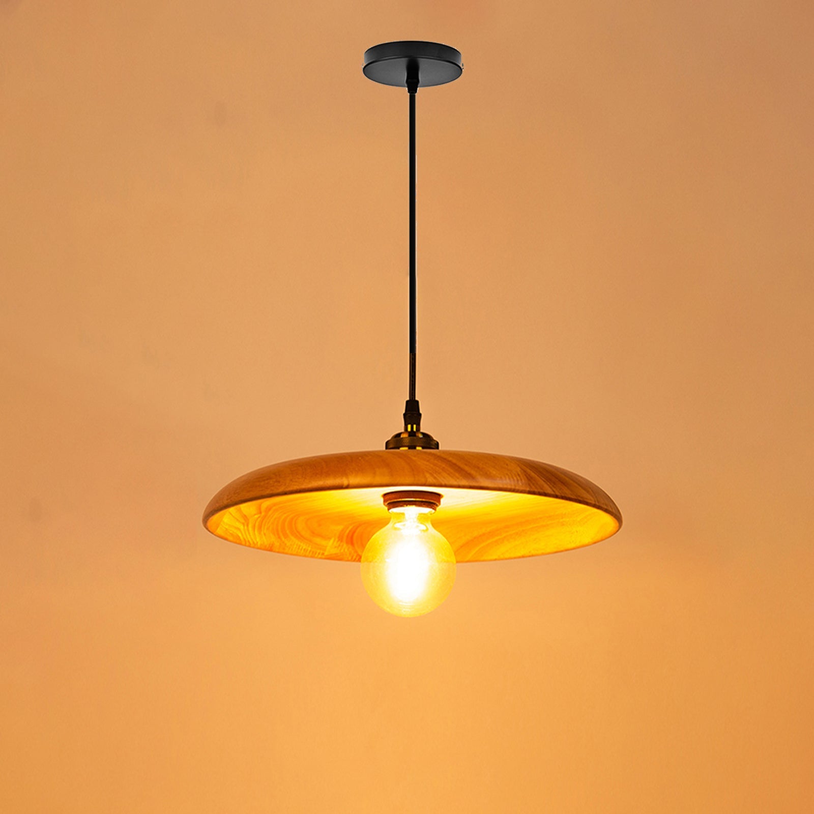 Éclairage pendentif en bois petit luminaire en bois fait à la main luminaires suspendus réglables pour salle à manger, salon, chambre à coucher D35CM - 4