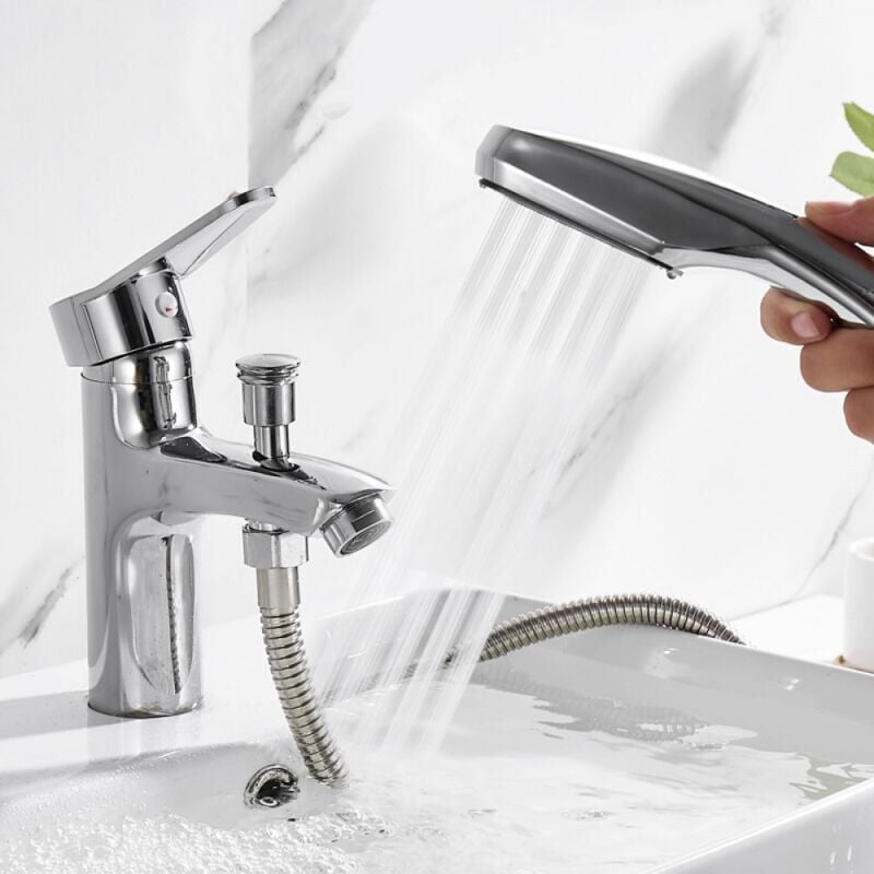 Robinet baignoire robinet monotrou à double usage chaud et froid Alliage Mitigeur de douche, robinet salle bain douche - 4