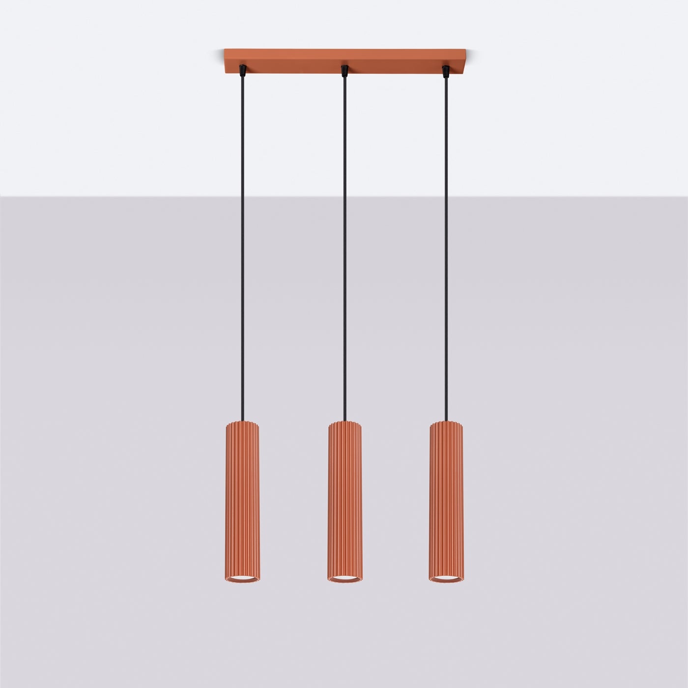 Lampa wisząca GLOOW 3L ochra czerwona LED 4000K - 45x6.5x98cm Sollux