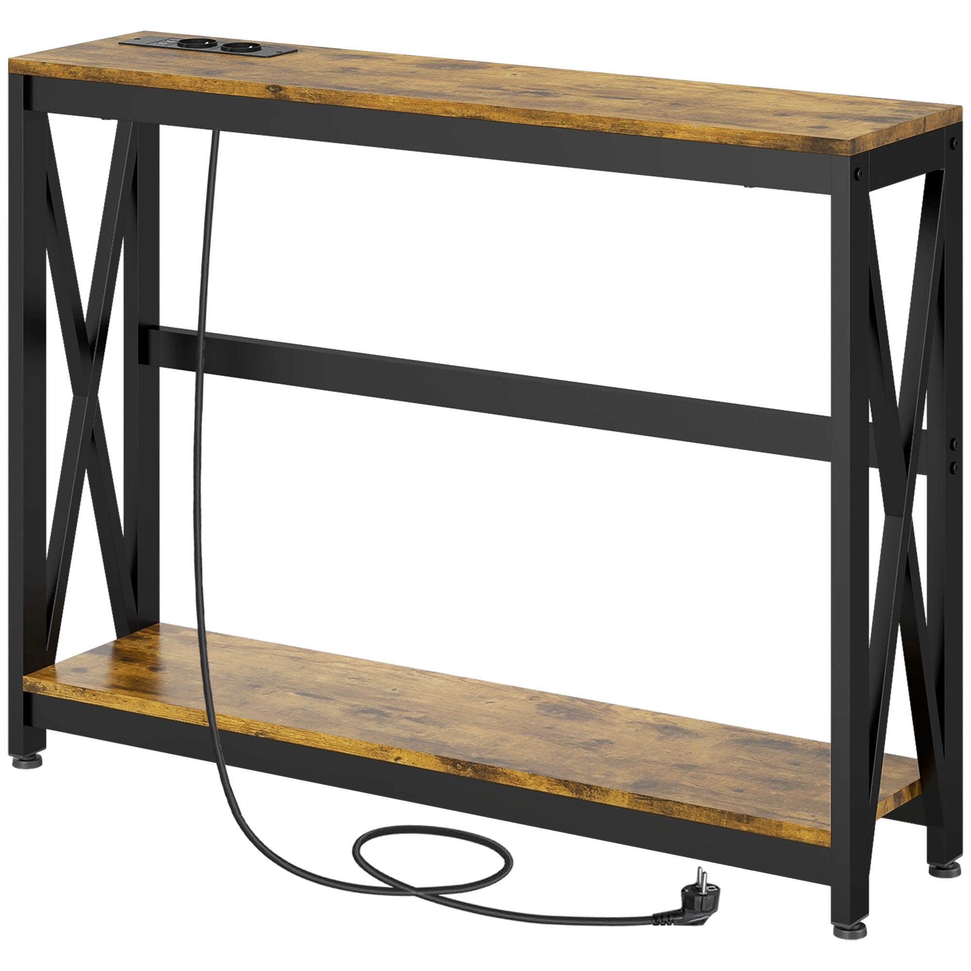 HOMCOM Tavolo Consolle da Ingresso in Stile Industriale, Mobile Vintage in Acciaio e Legno