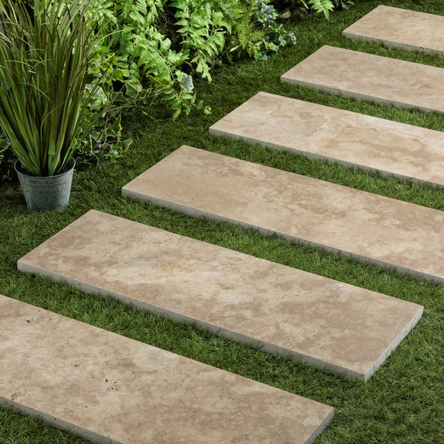 Pas japonais Rectangle Travertin Beige Nuancé 100x33x3 cm (à l'unité) - RO'MA NATURE