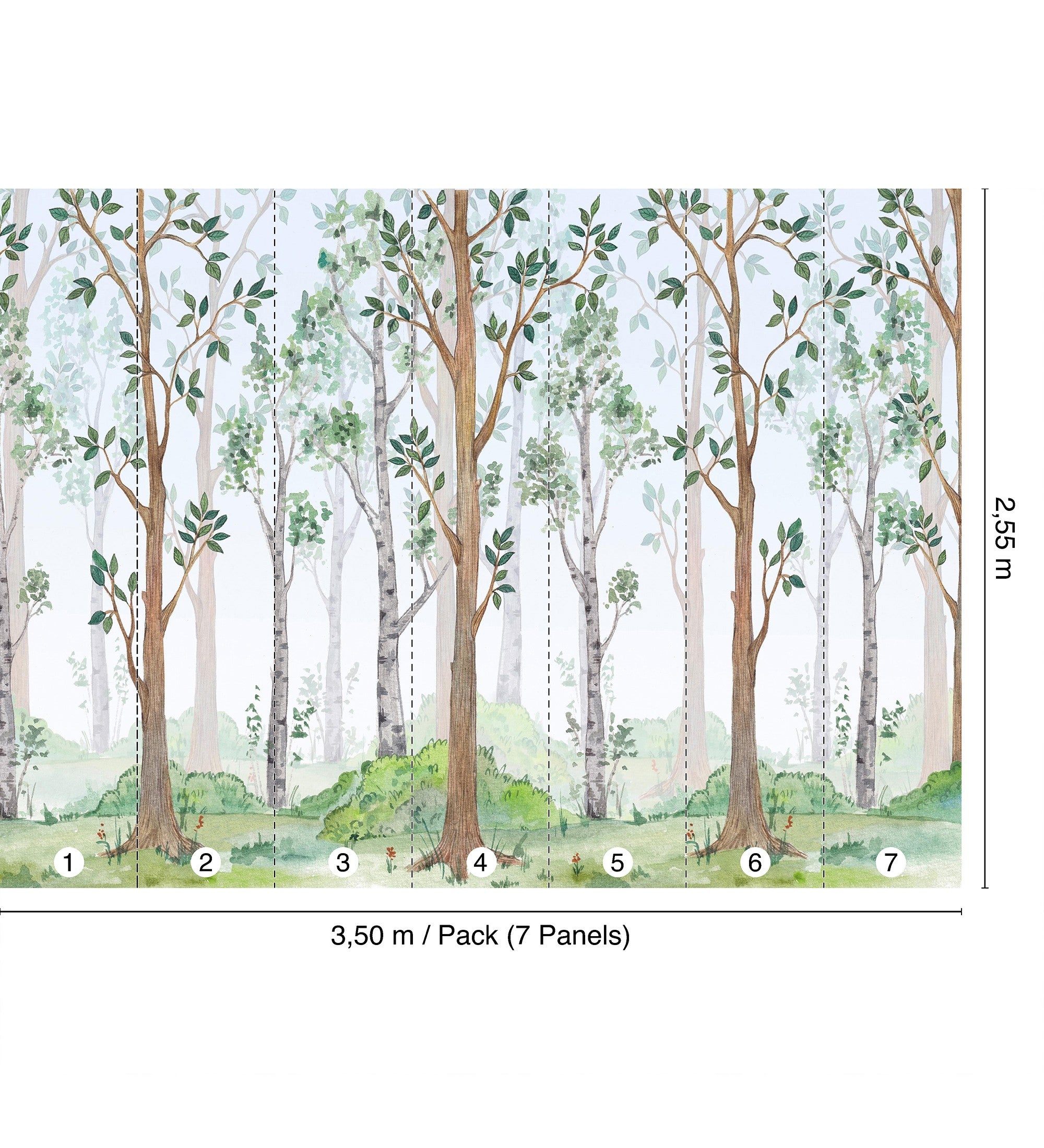 Carta da parati murale per bambini con scena di bosco incantato - Baby Wonderland 683198 di GAULAN - 2,55 m x 3,50 m - 5