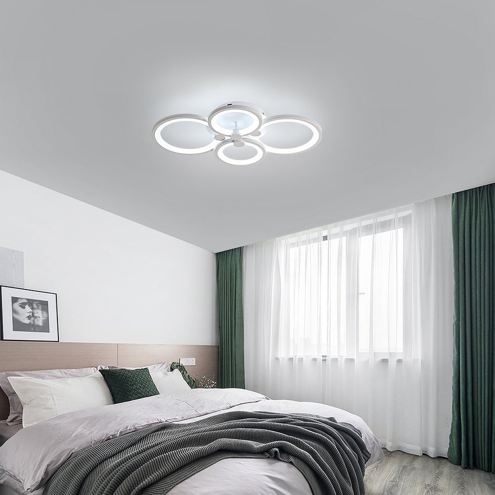 Moderna Plafoniera LED Dimmerabile, 60W Bianco Acrilico Creativa Lampadario Led con Telecomando e Controllo APP, 3000-6500K Moderna Lampada da Soffitt - 3