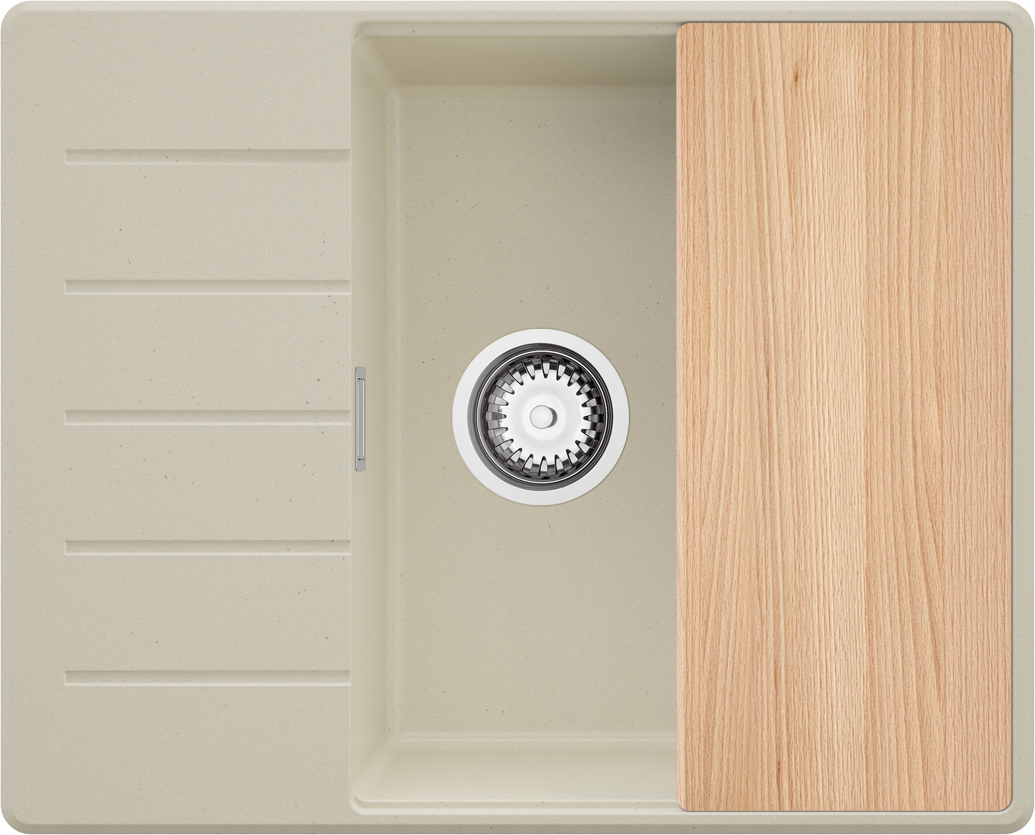 Evier D'angle En Granit Beige 90x50cm, Lavabo Cuisine 1,5 Bacs + Kit De Vidage Evier A Encastrer Au Meuble 70cm Copenhague Corner Primagran 97328684