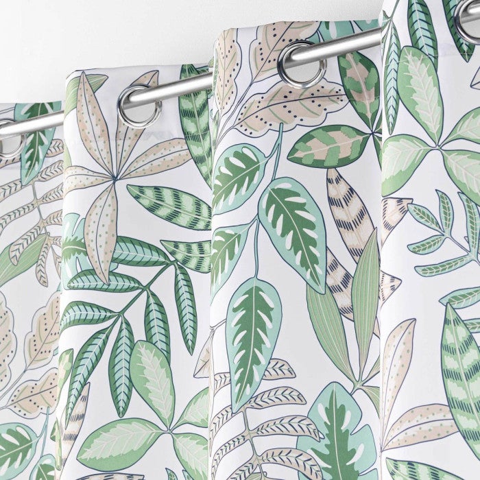 Rideau tamisant au style végétal - Blanc - 140x260 cm - Polyester - 3