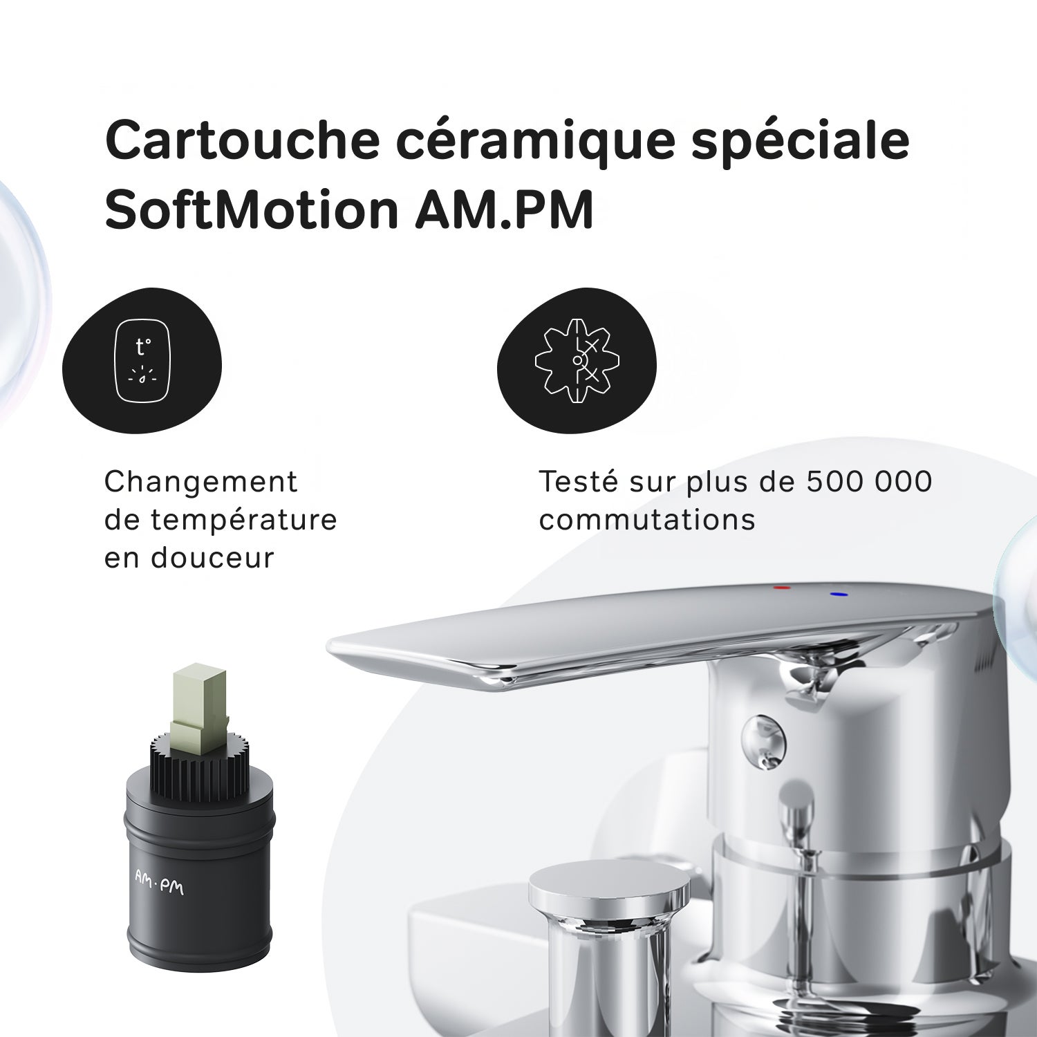 Mitigeur de baignoire mécanique Robinet salle de bain, mitigeur de bain, Chromé, Gem FGA10000 AM.PM - 4