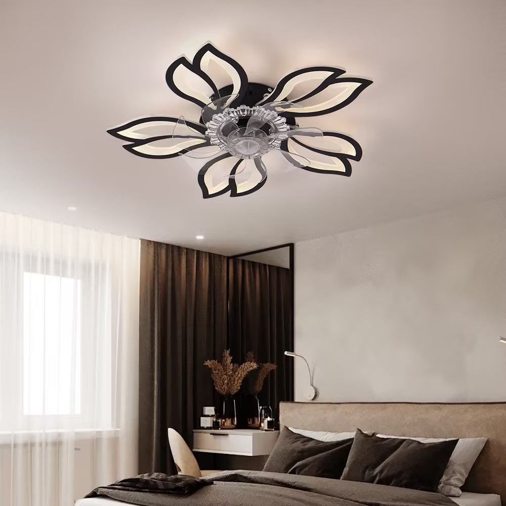 Ventilatore Da Soffitto Con Luci E Telecomando – Lampadario LED 50W 55cm – 6 Velocità, Dimmerabile, Reversibile – Nero