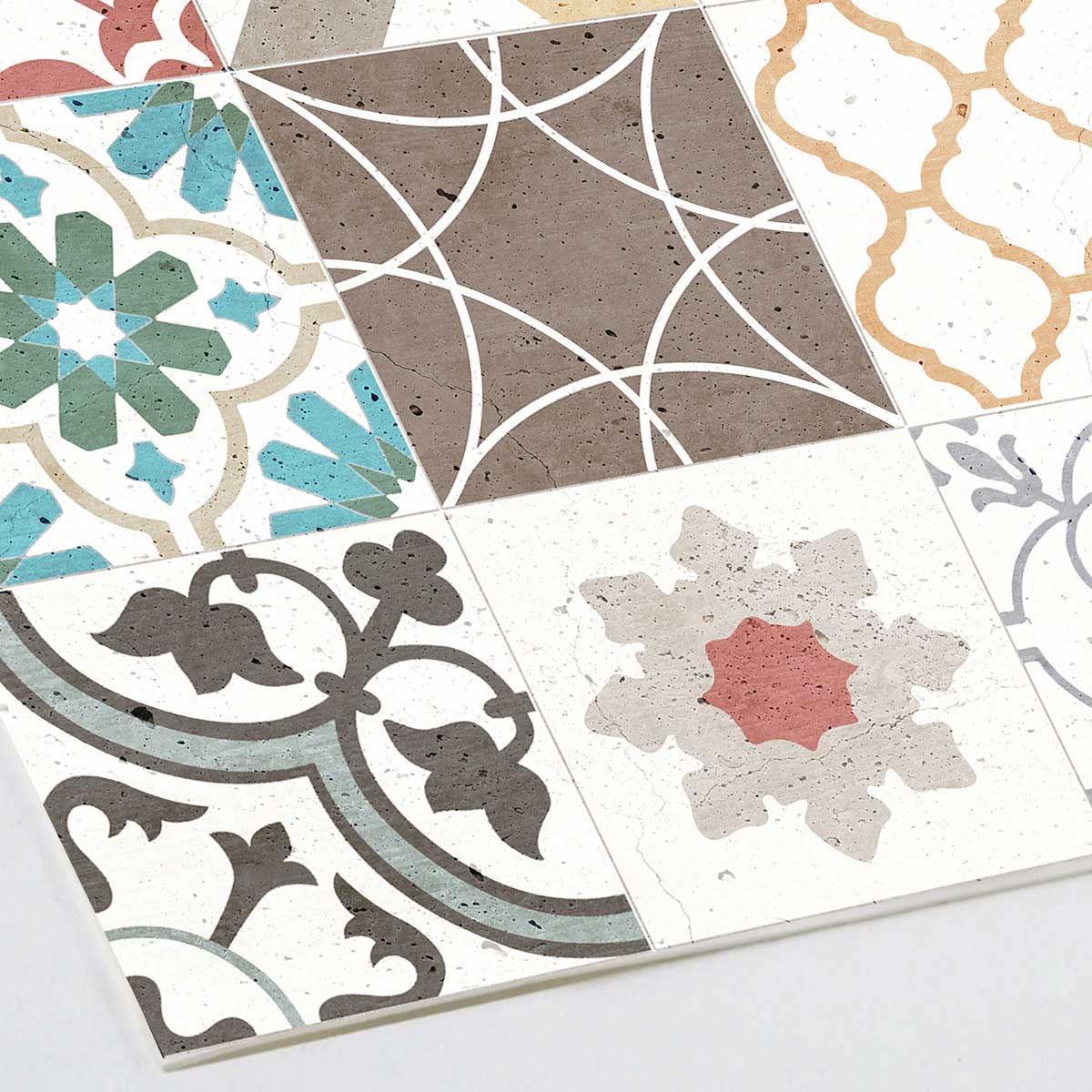 Tapis antidérapant en vinyle Carrelages vintage 4 66x100 cm - PVC imprimé, lavable, ignifuge, pour le salon ou la cuisine, style hydraulique - 3