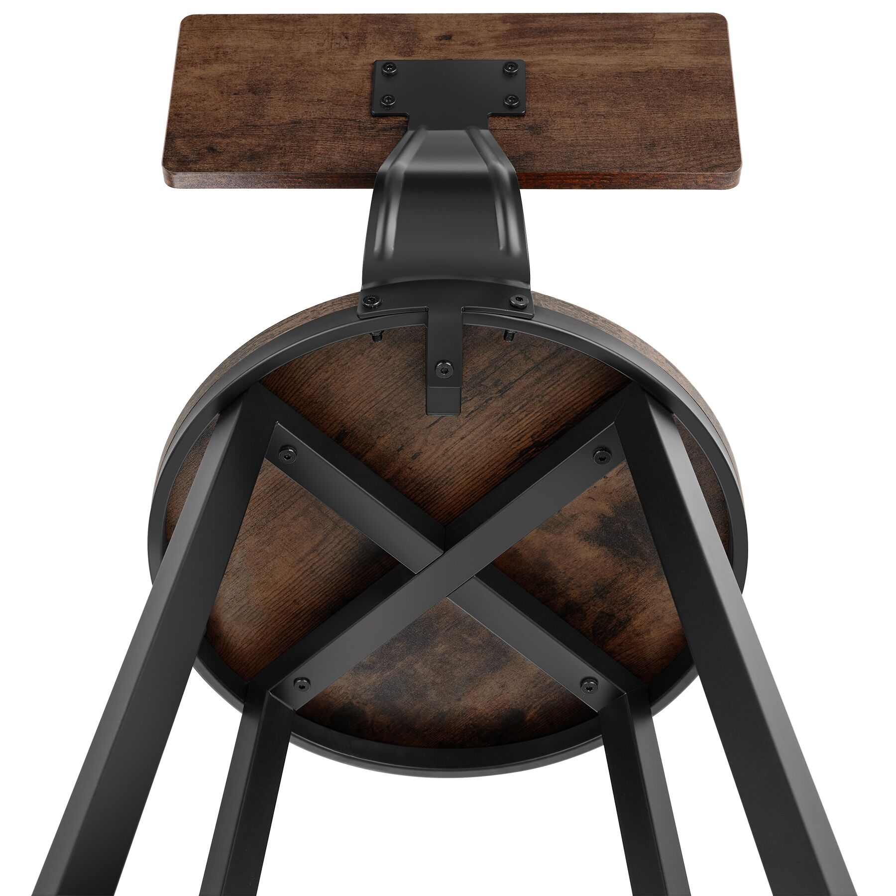 Tectake 2 tabourets de bar Poole - Bois foncé industriel, rustique - 4