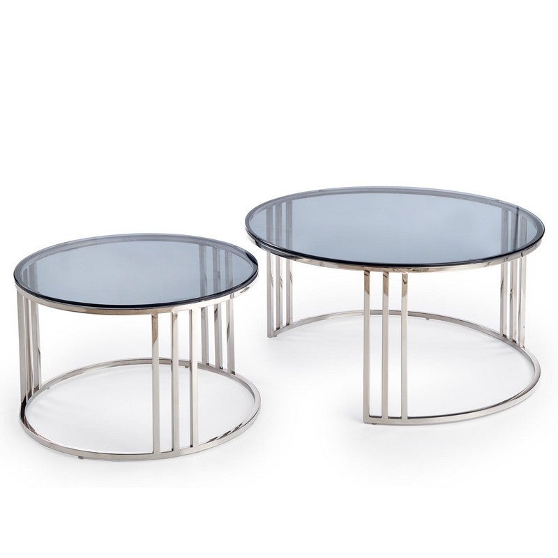 Table Basse EVOL structure chrome et plateau en verre D 90cm main image 0