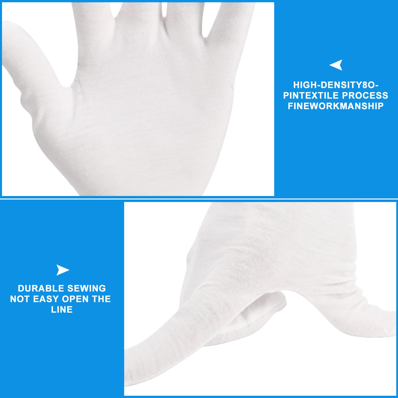 Lot de 12 Paires de Gants Hydratants en Coton Blanc pour la Nuit et le Coucher,Qualité Supérieure,Anti-eczéma,Pour Peau Sensible et irritée - 6