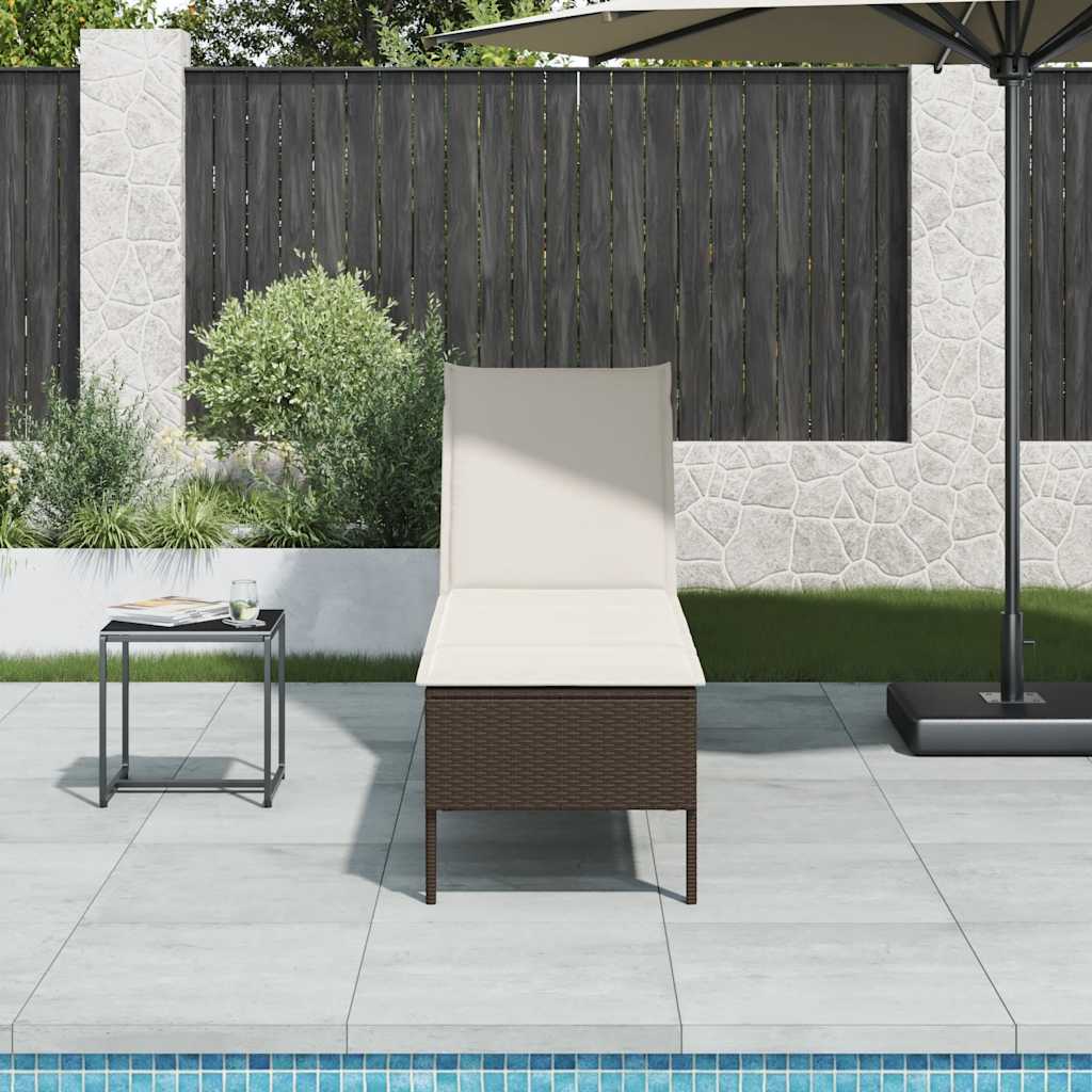 Leżak z poduszką Brązowy 55x200x44cm Polirattan