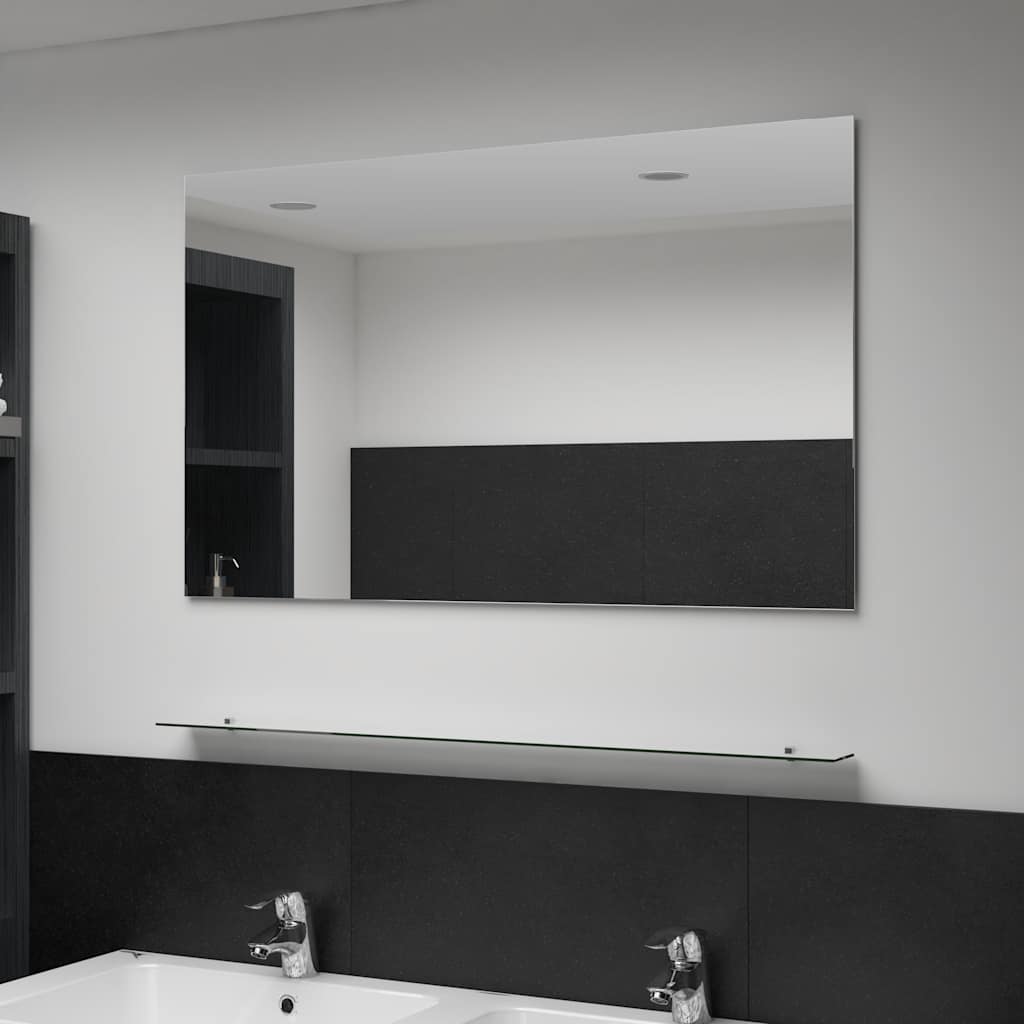 Vidaxl Espejo De Pared Con Estante 100X60 Cm Vidrio Templado , Leroy Merlin