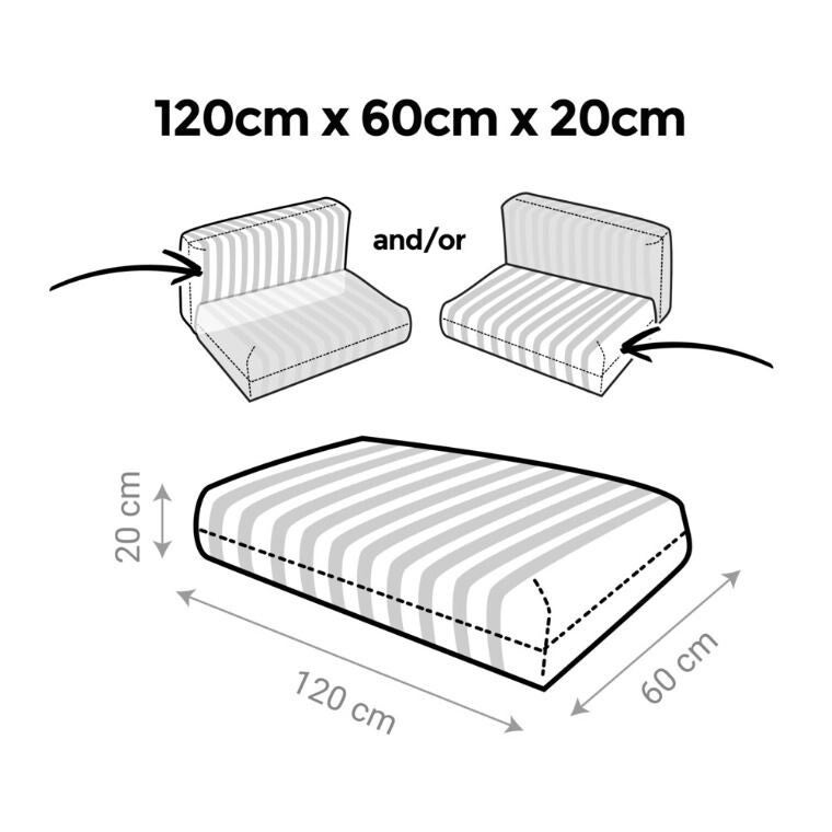 Cojín para Palets Toldotex Crudo Asiento y/o Respaldo 120x60x20 (rayado) - 5