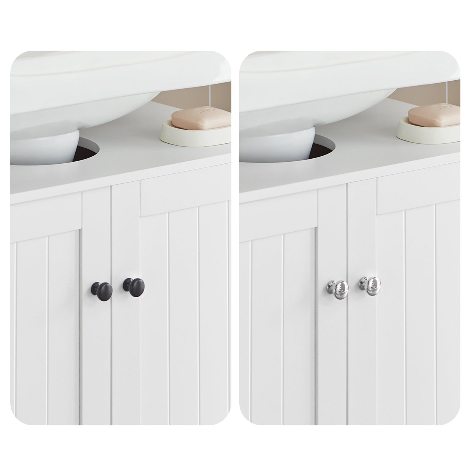 SoBuy Mueble para Debajo del Lavabo Armario de Baño de Suelo con 1 Estante y 2 Puertas 60 x 30 x 60 cm BZR18-II-W ES - 8