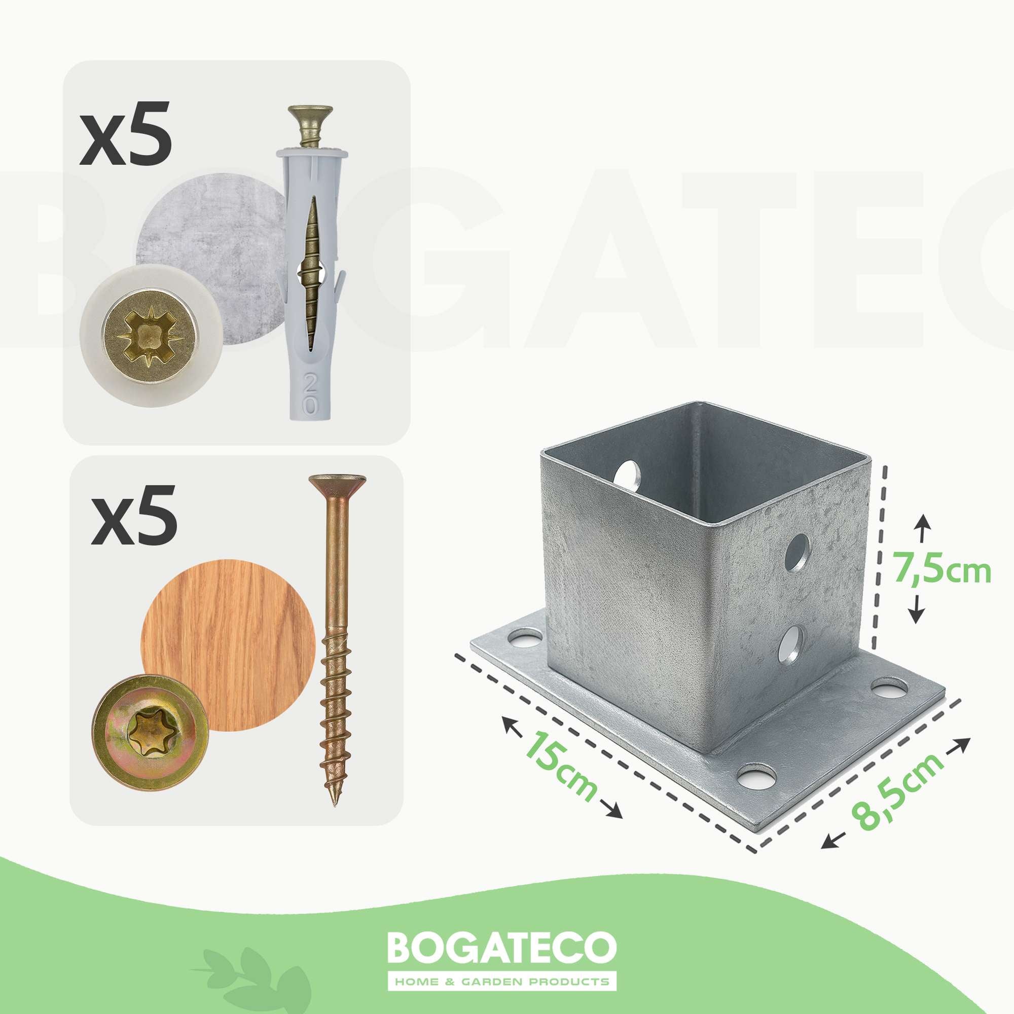 BOGATECO Clôture en bois avec corde de jute | Clôture voile 16 m|13 longueurs différentes|Kit de montage inclus Douille de terre avec plaque d'ancrage - 5