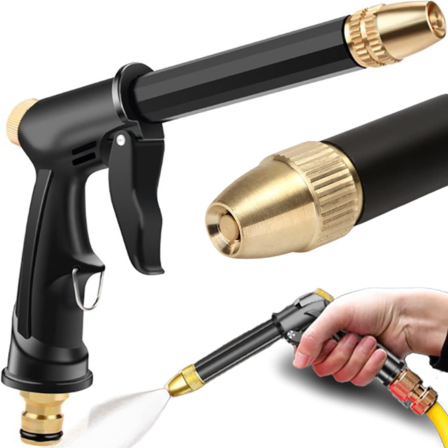 Pistolet do podlewania ogrodu, spryskiwacz do węża wysokociśnieniowego, pistolet do zraszania ogrodu, regulowany przepływ wody