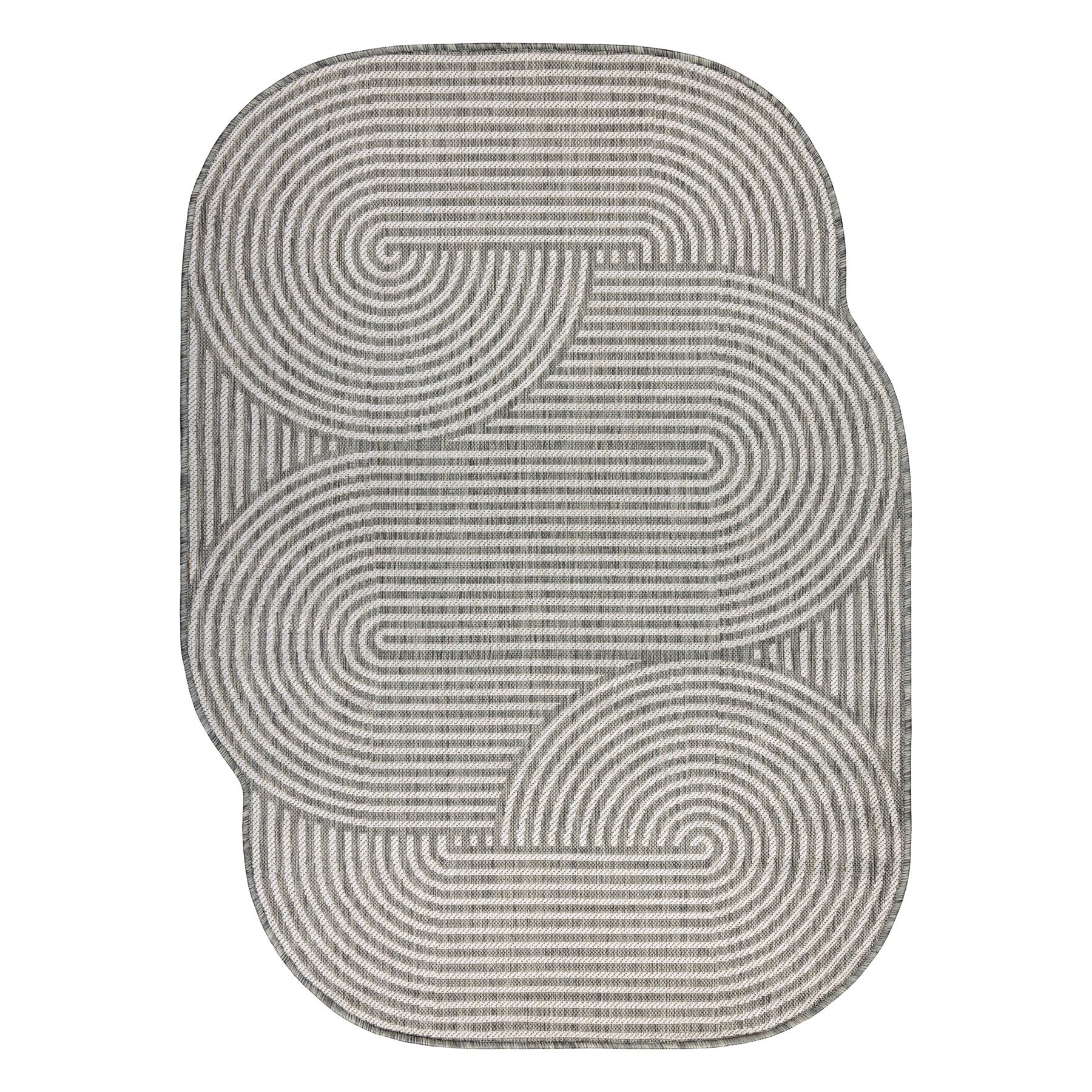 Dywan ORGANIC 1835 sizal Geometryczny ecru / szary - naturalny, nowoczesny nieregularny kształt 160x220 cm