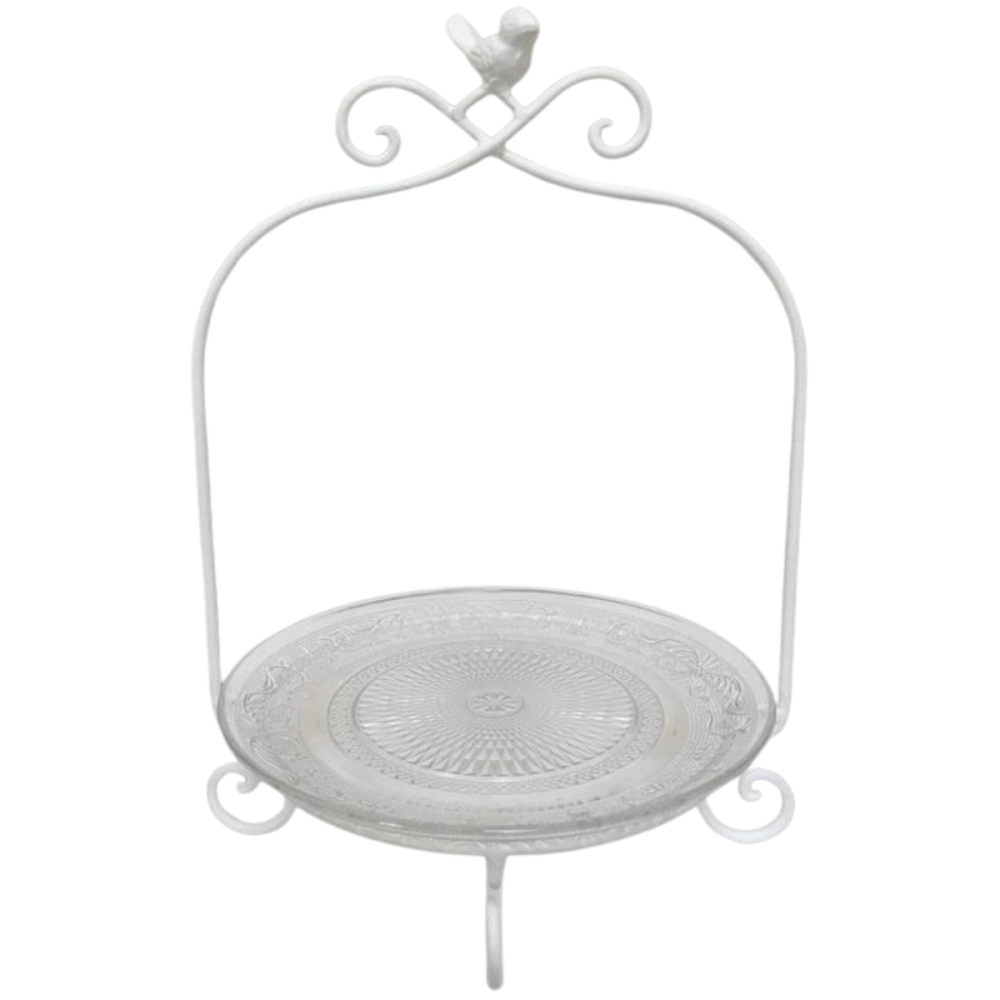 Plateau Gateau Serviteur Sur Pied En M tal Blanc Et Verre 25 5 X 38 Plateau gateau serviteur sur pied en m tal blanc et verre 25 5 x 38
