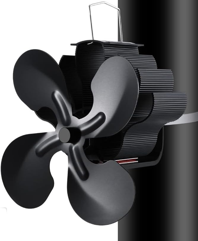 4-łopatkowy wentylator kominkowy zasilany ciepłem, na gaz/pelety/drewno