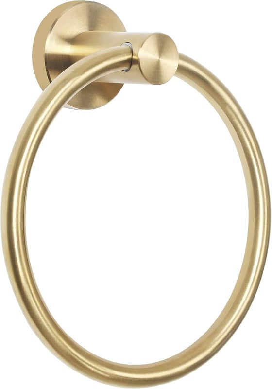 Okrągły wieszak na ręczniki łazienkowe w kolorze szczotkowanego złota wykonany ze stali nierdzewnej SUS 304, wykończenie kolorze szczotkowanego