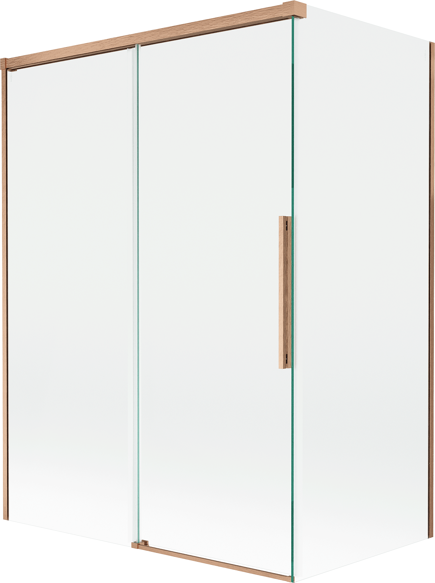 Mexen Rox parawan nawannowy 2-skrzydłowy rozsuwany 120 + 70 x 150 cm, transparent, miedż szczotkowana - 8C9-120-070-65-00