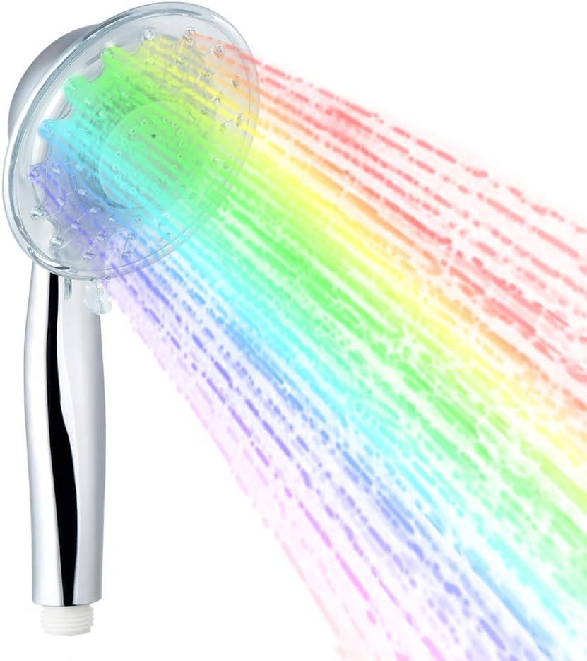 Pommeau de douche à LED avec douchette, 7 couleurs changeantes et débit — free download