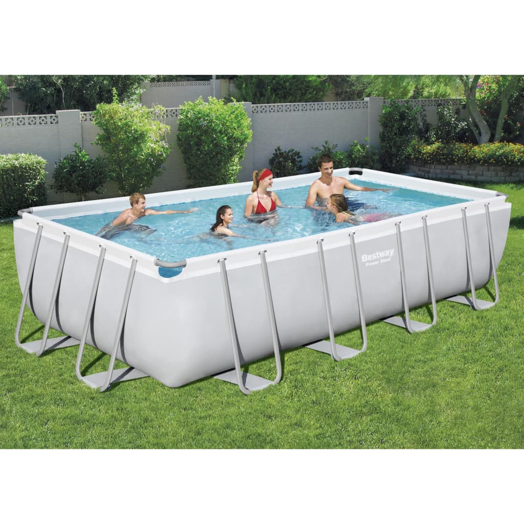 Maison Exclusive Ensemble de piscine en acier rectangulaire — free download