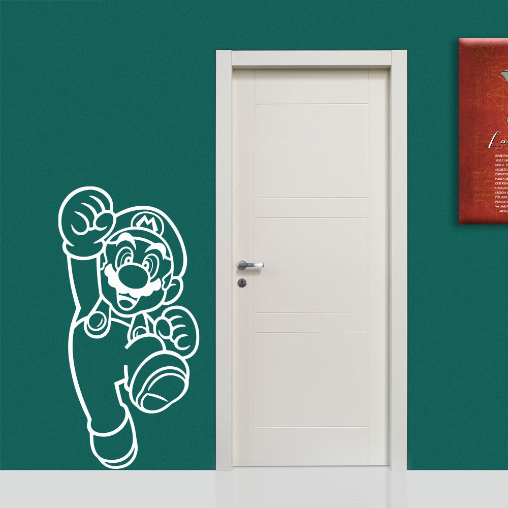 SUPERMARIO - Naklejka ścienna winylowa 55x110 cm - kolor BIAŁY