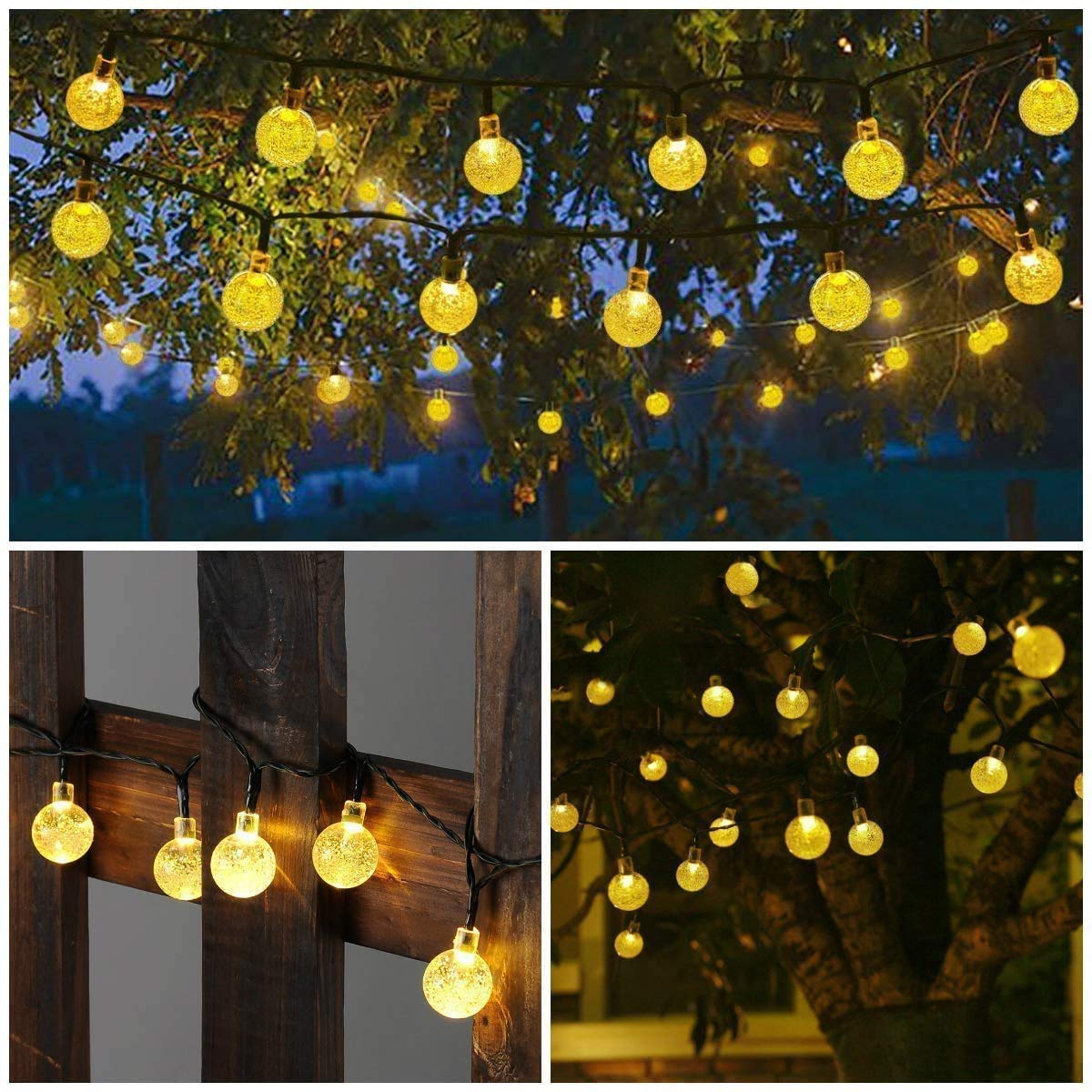 Guirlande Lumineuses Solaires Exterieur, 7M 50 LED Guirlande Lumineuse Solaire Étanche, 8 Modes Guirlande Solaire Exterieur pour Jardin(Blanc Chaud) - 5