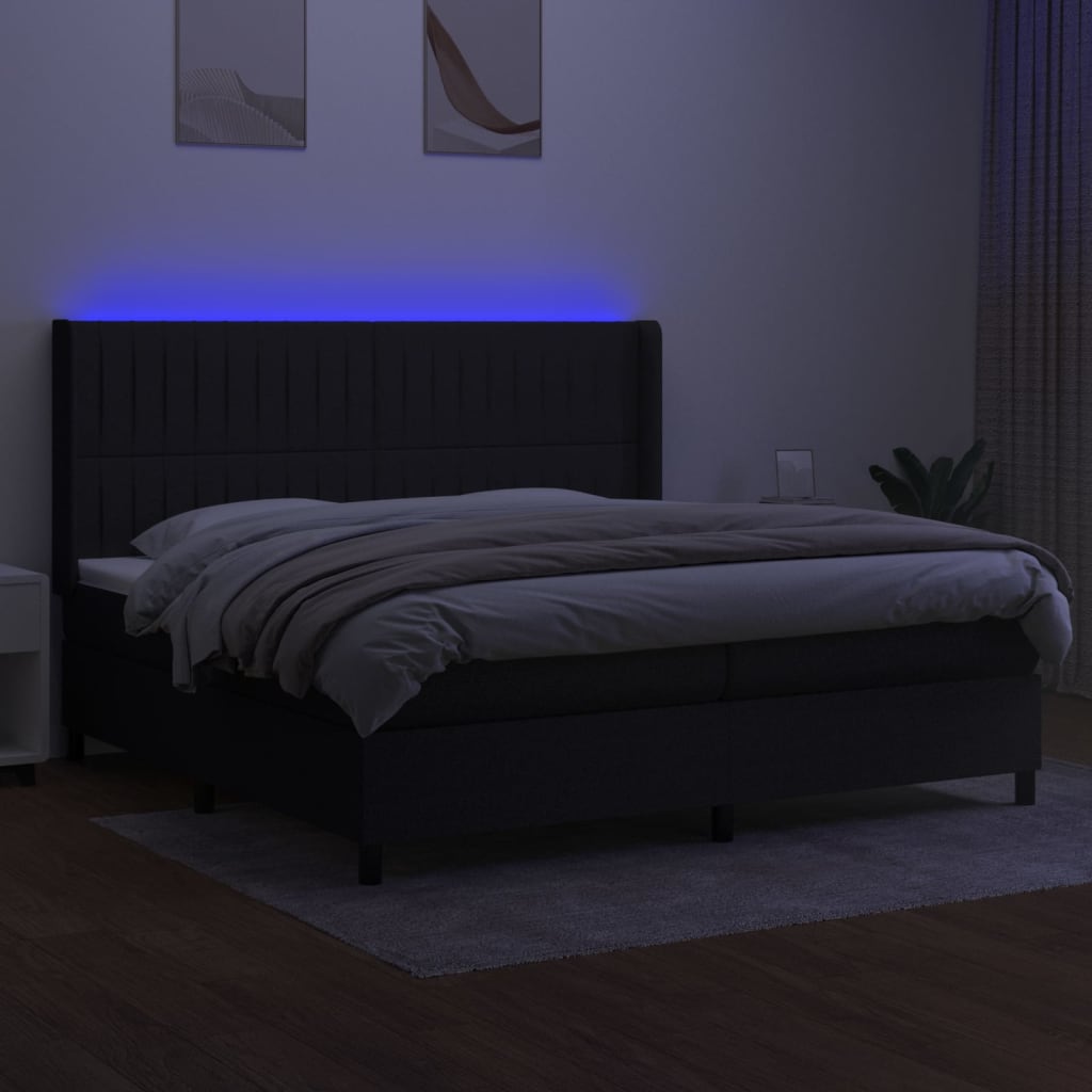 Maison Exclusive - Sommier à lattes de lit matelas et LED Noir 200x200 cm Tissu - 3