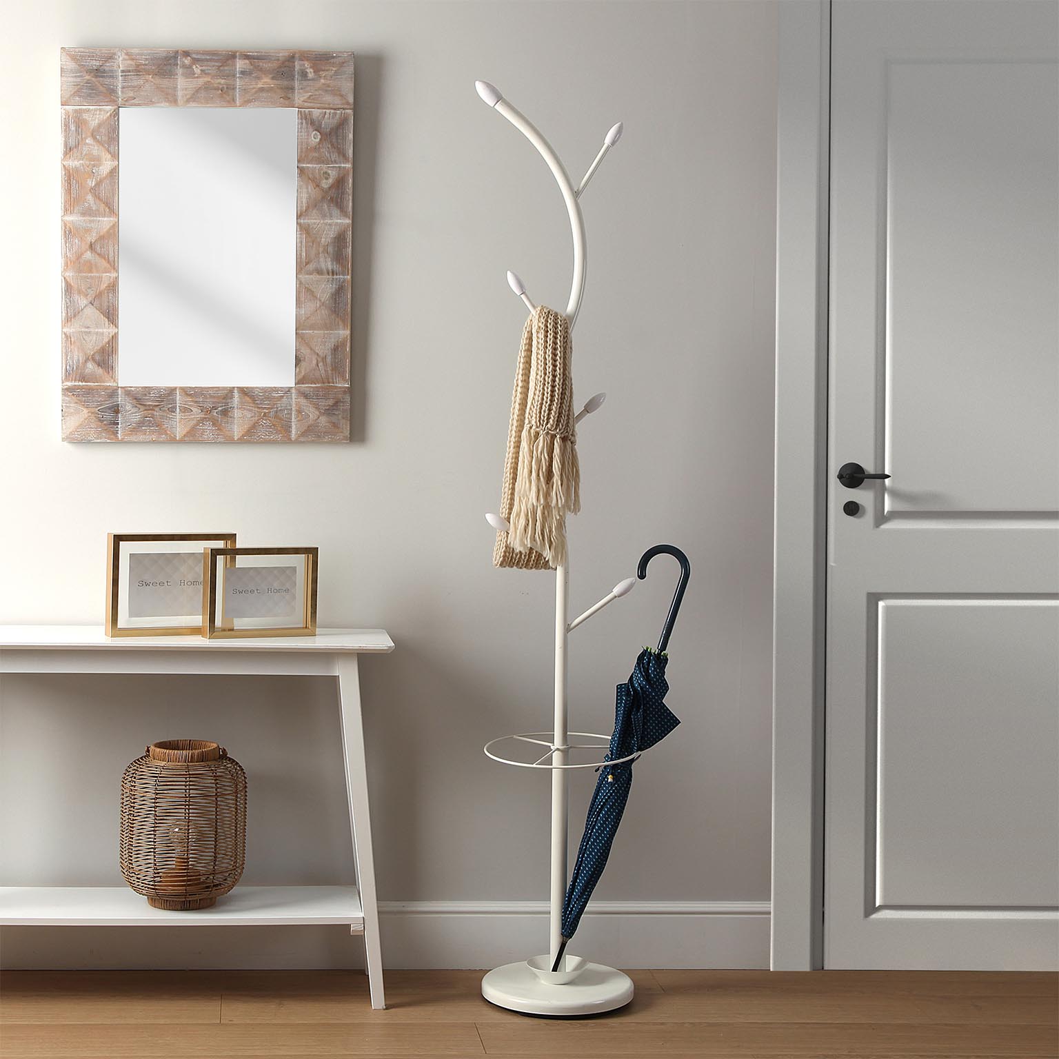 Versa Derby Porte-Manteau Vêtements Portemanteau Style Minimaliste, Blanc, 185x30x30cm - 3