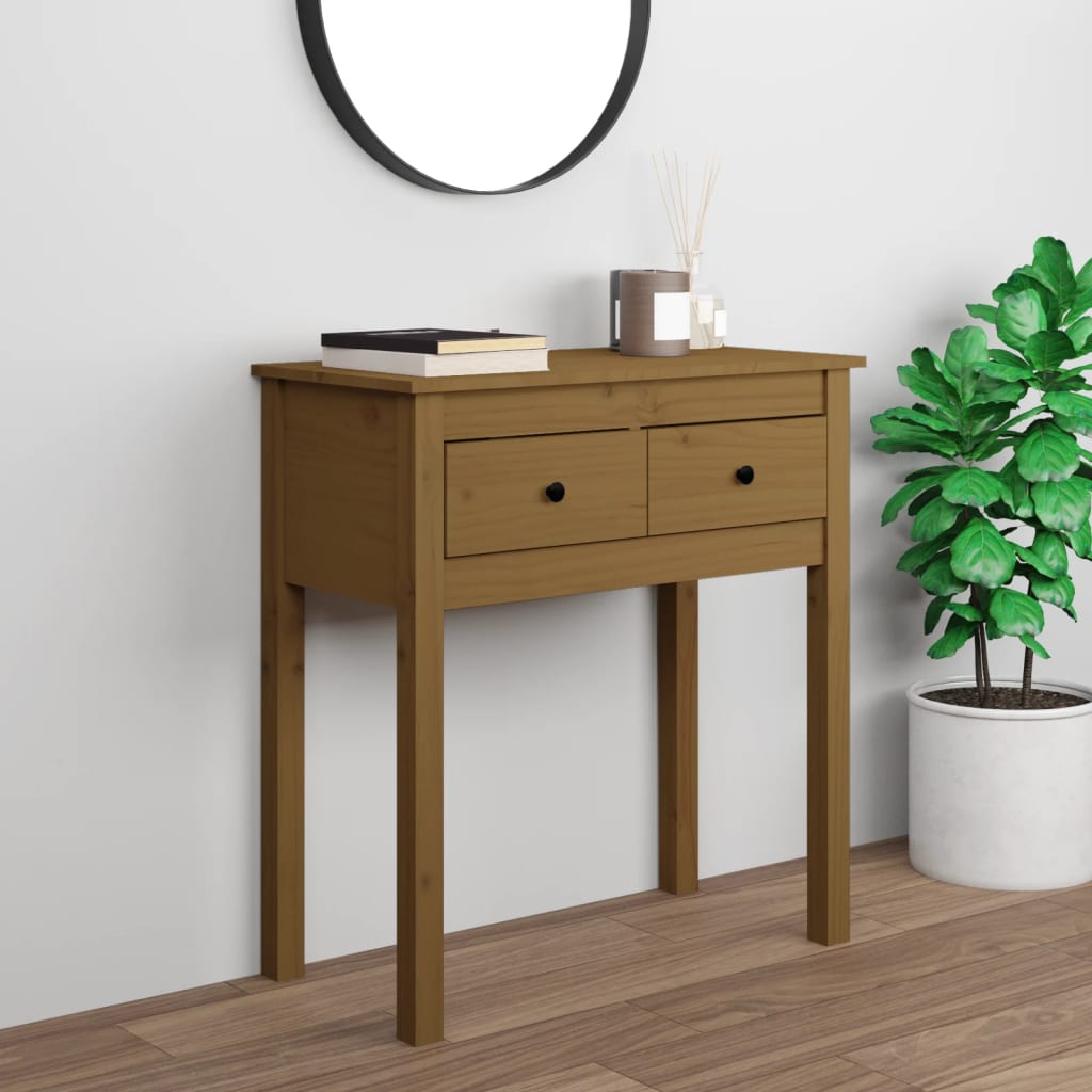 Stolik Konsola vidaXL Drewno Sosnowe Lite Brązowy 70x35x75 cm