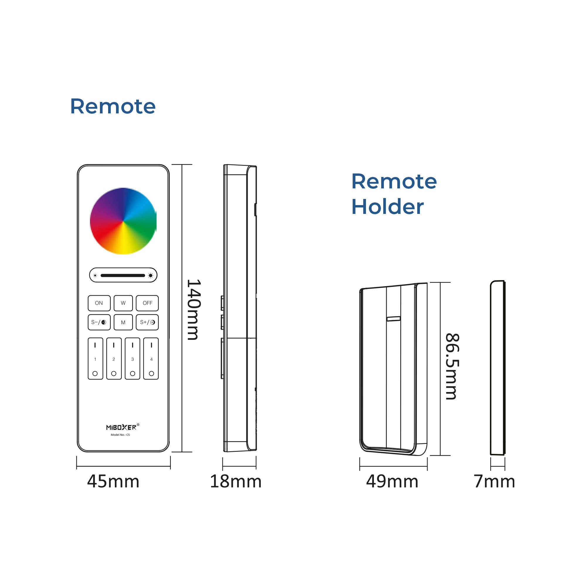 Telecomando - RGB + CCT - 4 zone - RF 2,4Ghz - Mi Light - C5 - 4