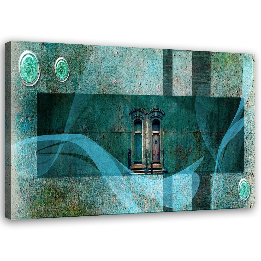 Obraz na płótnie, Okno architektura turkusowy 60x40