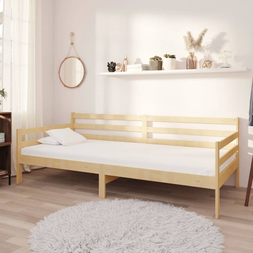 Łóżko Dzienne z Materacem Łózko Drewniane Brązowe Sosna 90x200 cm