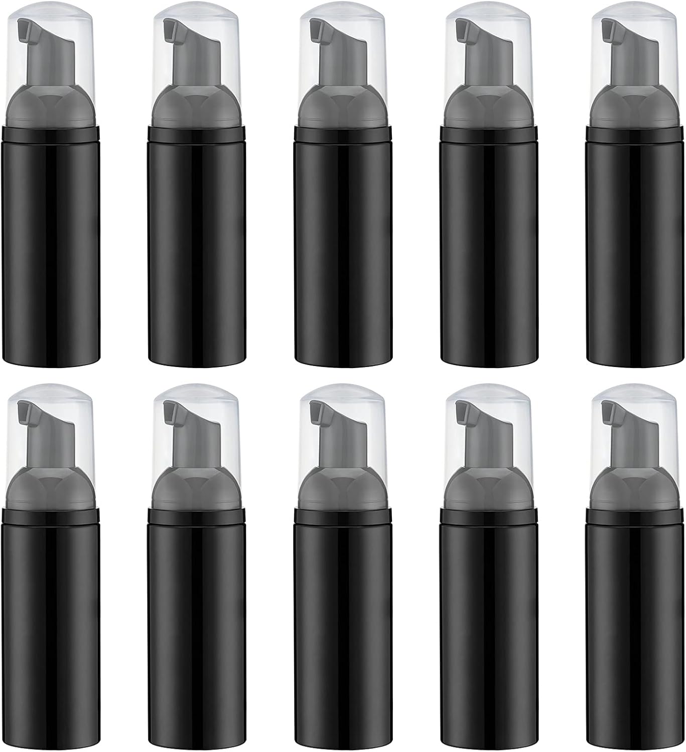 Butelka na mydło w piance, pusta podróżna butelka na szampon w piance do czyszczenia, dozownik (60 ml, 10 sztuk, czarny)