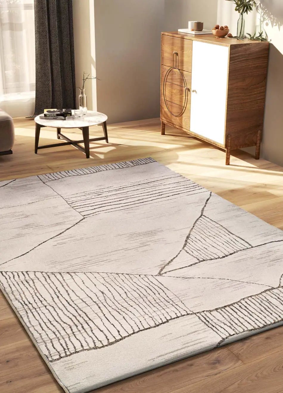 Dywan wewnętrzny prostokątny, kremowy / brązowy, 160 x 235 cm, CERES etniczny - ATTICGO