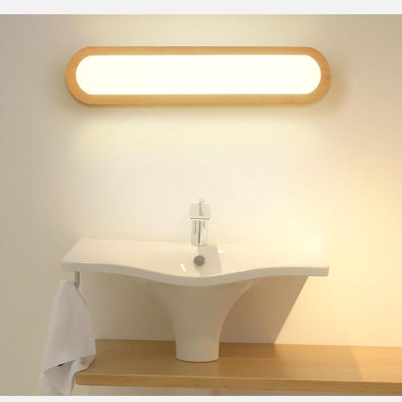 Lampa ścienna LED z litego drewna, kinkiet wewnętrzny do salonu, sypialni, na schody, do łazienki, ciepła biel (55 cm)
