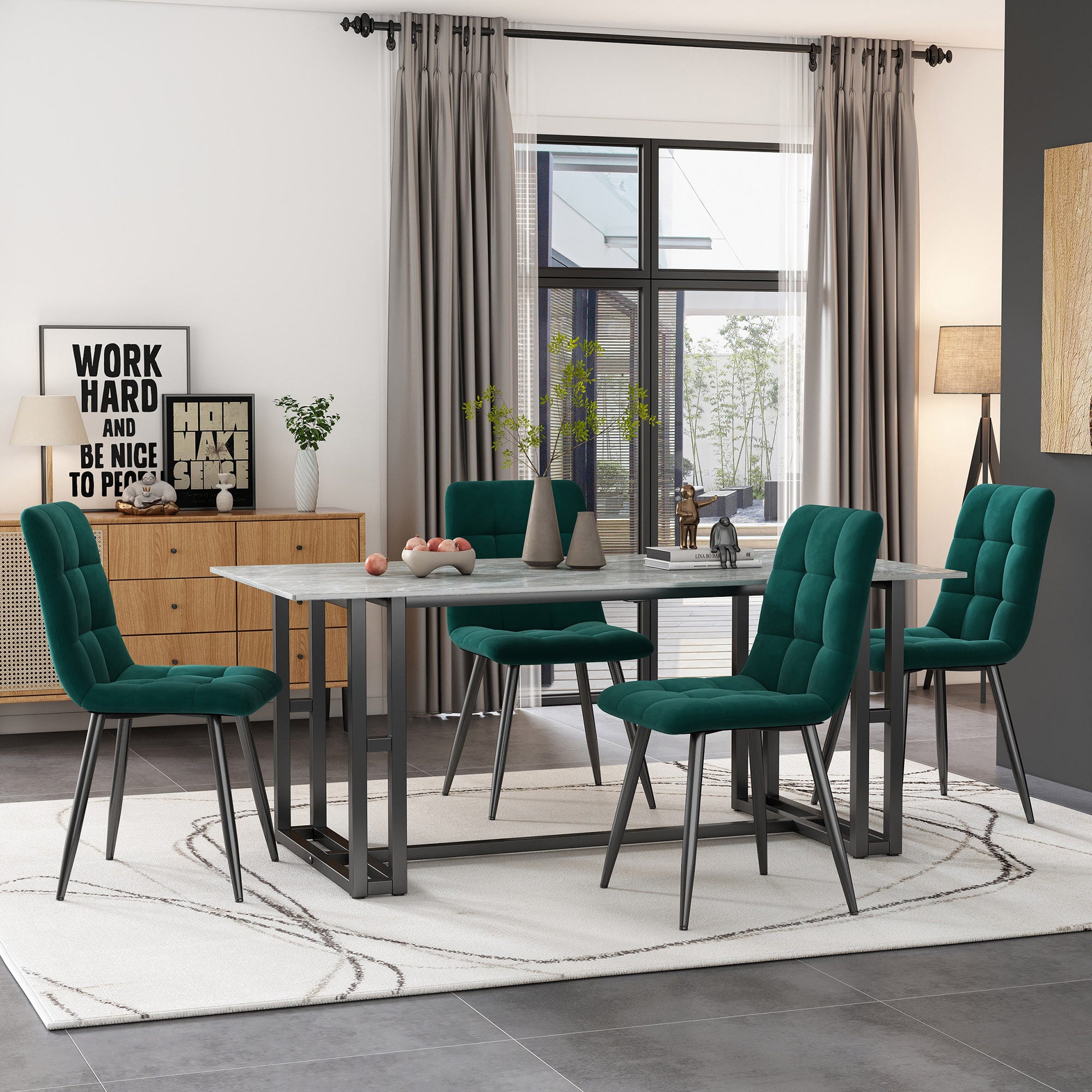 Chaises - TECTAKE - Lot de 4 chaises rembourrées style scandinave AVANE Chaises - TECTAKE - Lot de 4 chaises rembourrées style scandinave AVANE