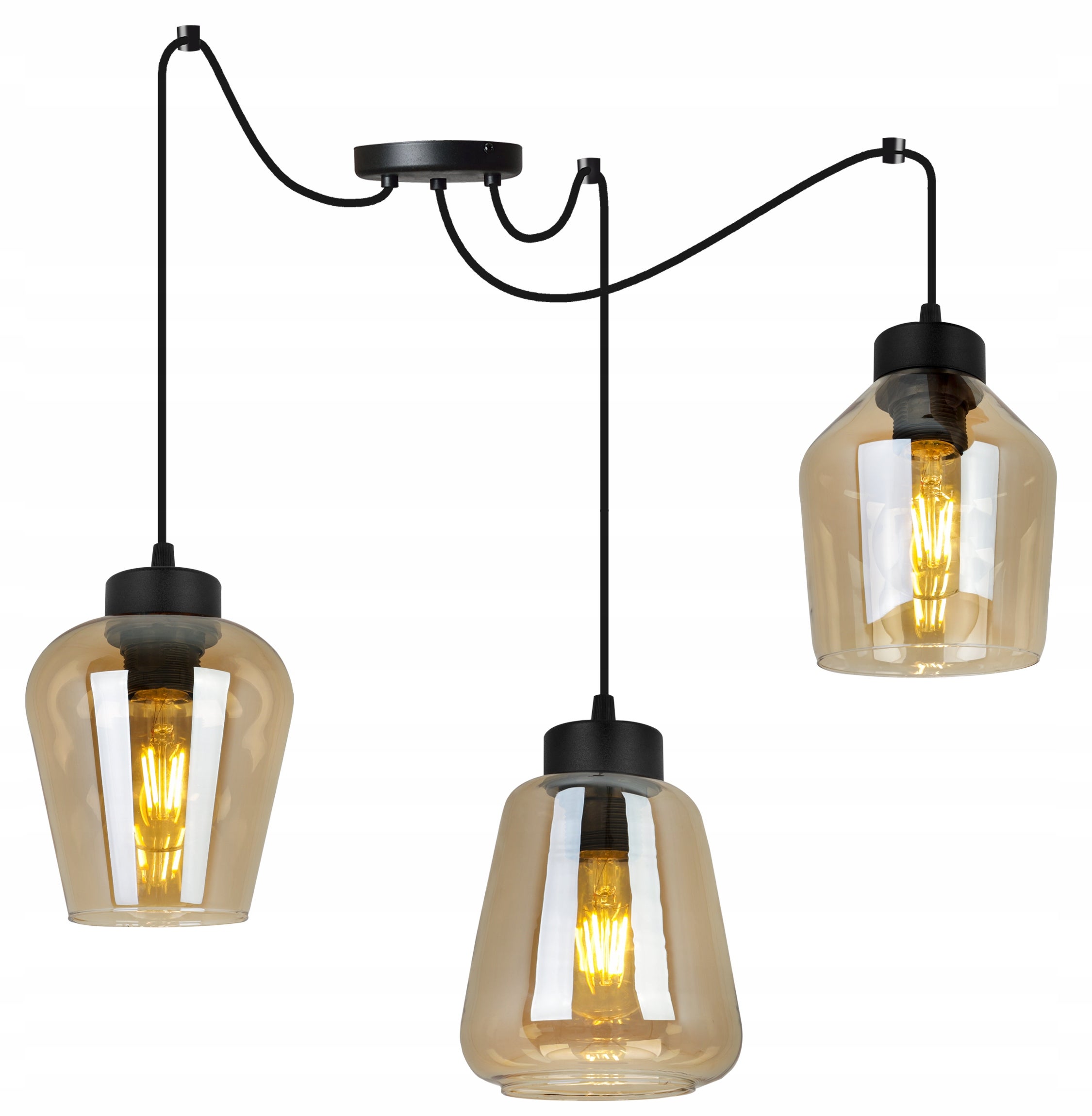 Lampa sufitowa wisząca modern Spider Rijeka 3xE27 klosz różnokształtny miodowy Light Home LH