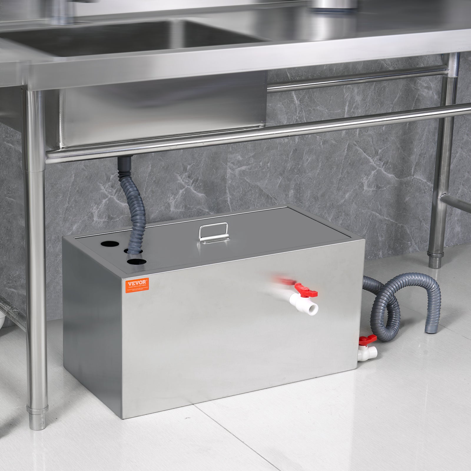 Komercyjny separator tłuszczu, separator tłuszczu 25 funtów, separator z górnym wlotem, separator tłuszczu ze stali nierdzewnej pod zlewem, sepa VEVOR - 8