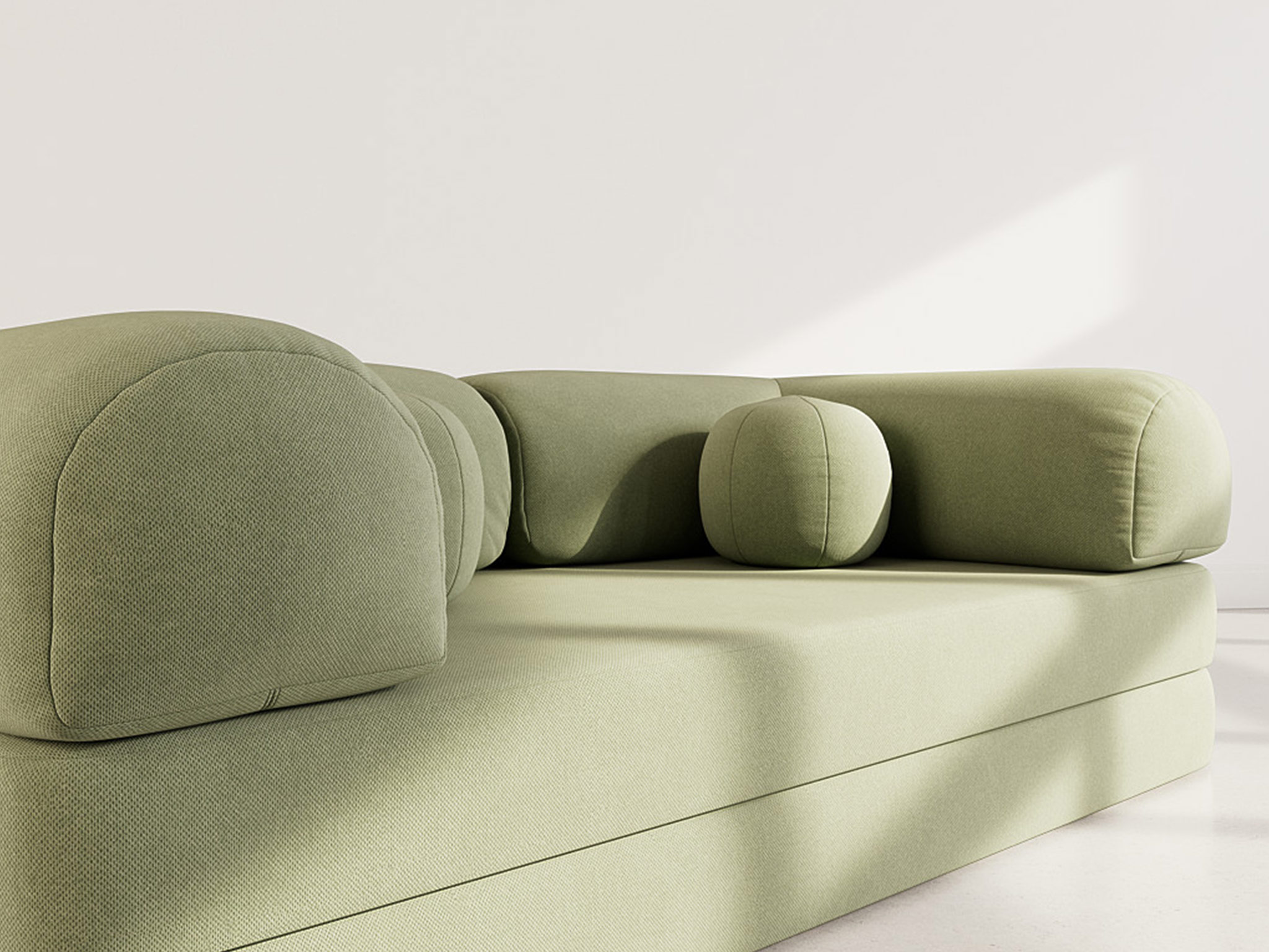 Canapé droit convertible 3 places en velours texturé vert sauge - NEBULA - Best Mobilier - 5