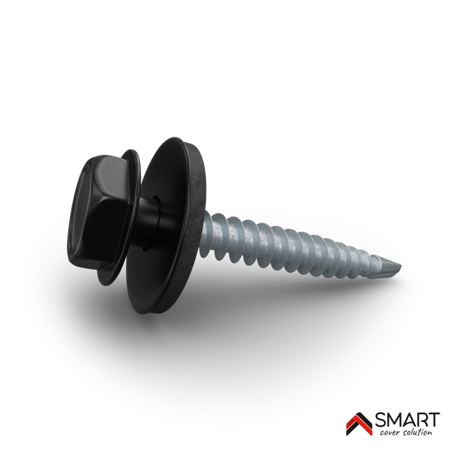 Vis auto perceuse - bac acier - tôle de couverture - Toiture - 4.8x35mm, 250 pcs, Noir RAL 9005