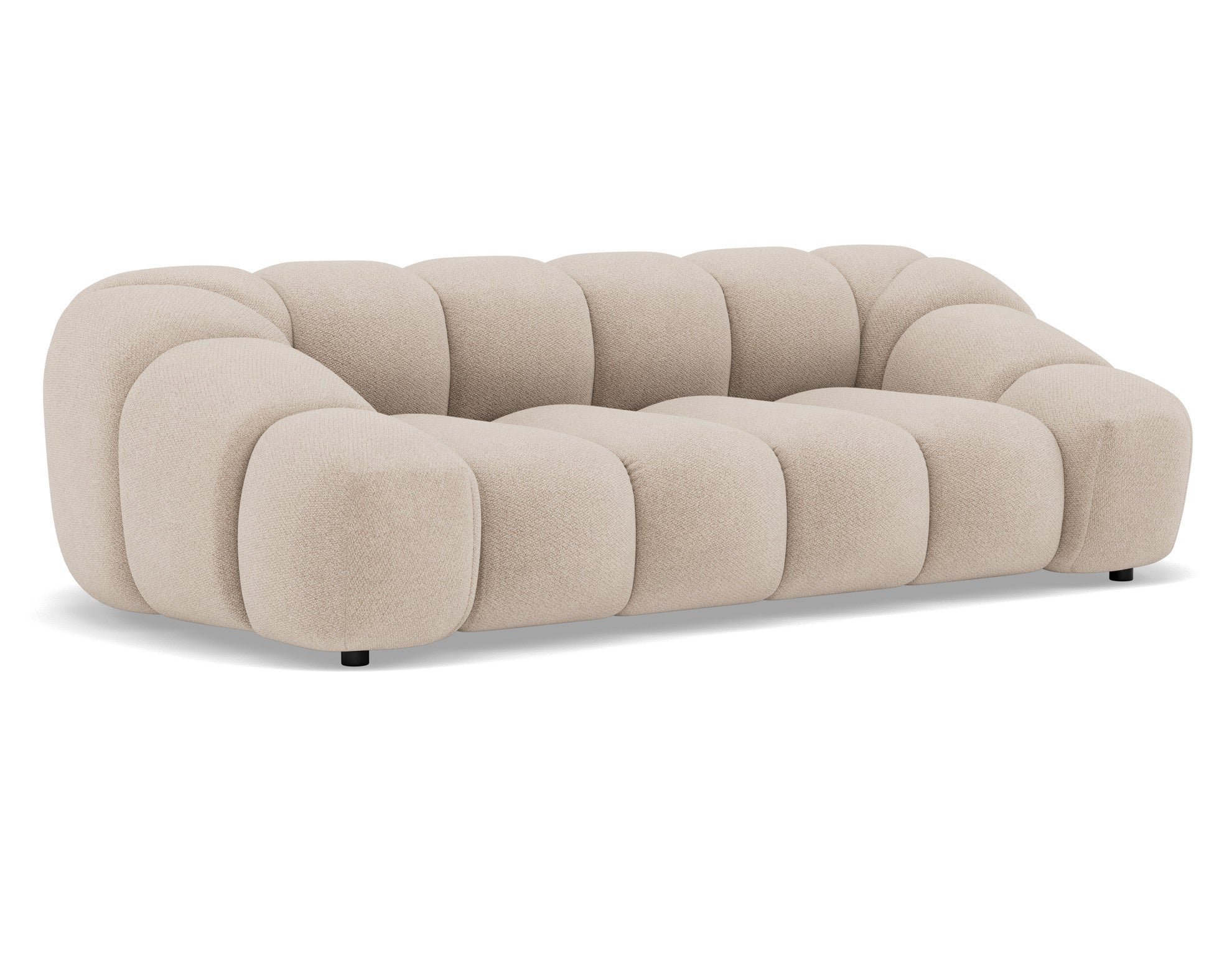 Canapé droit 3 places en velours texturé beige - AVA - Best Mobilier - 2