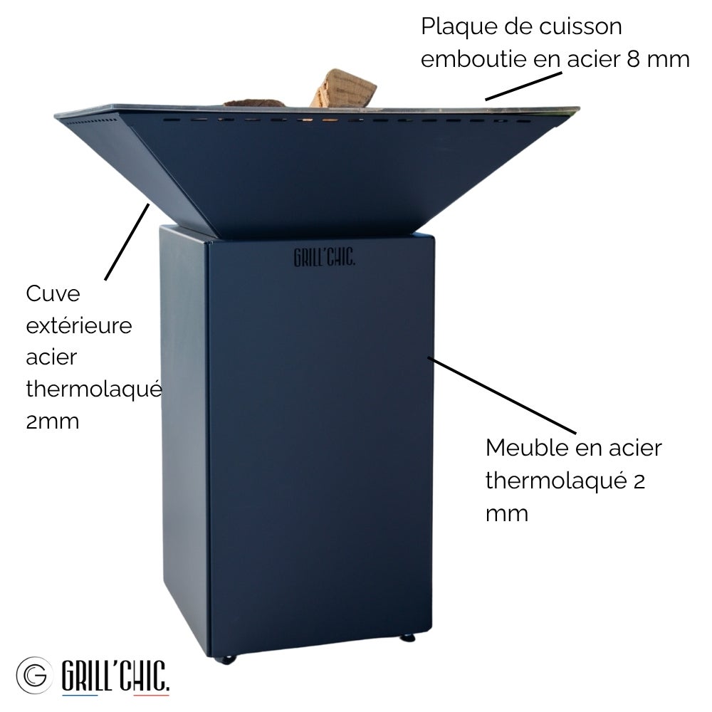 Brasero Cevenol Acier Normal Carre 74 Gris Anthracite Double Cuve - 3
