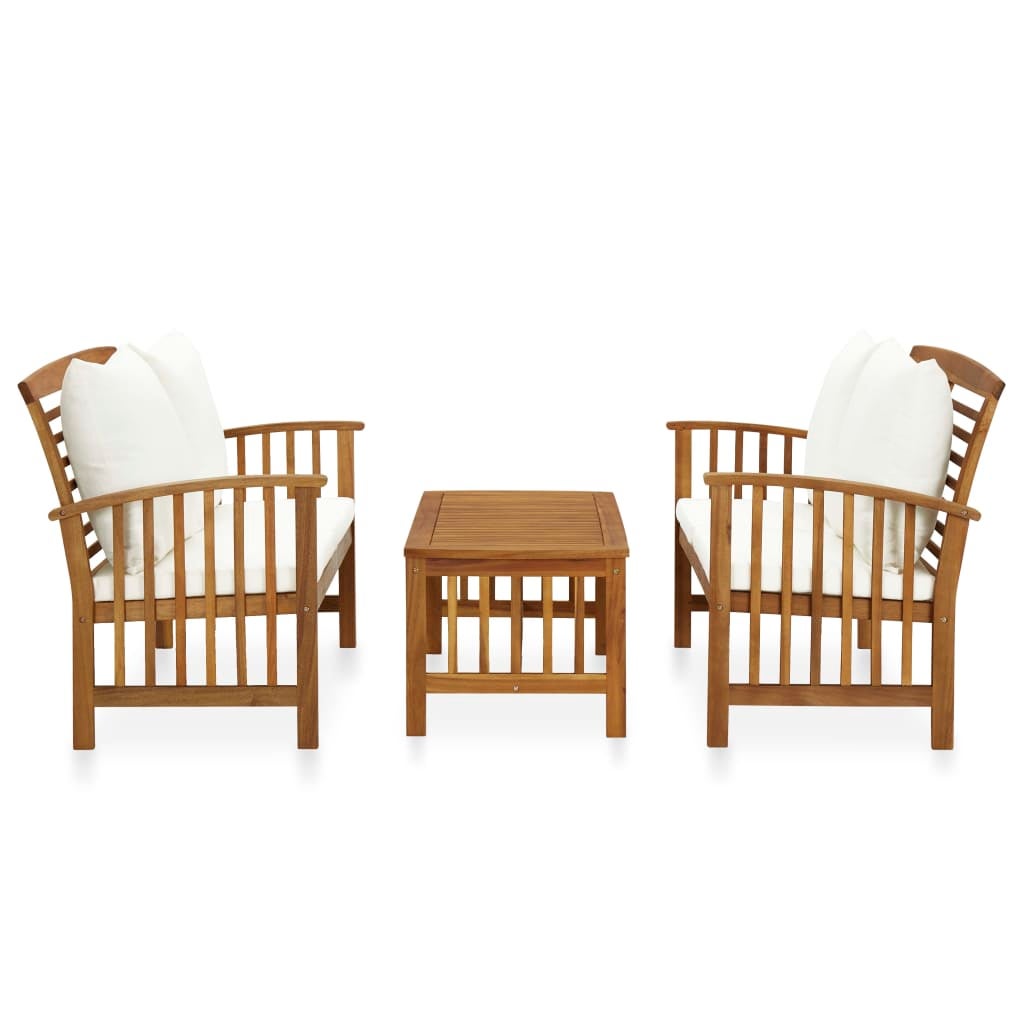 VidaXL Ensemble Bistro De Jardin 3 Pièces Bois D'Acacia Massif - Table Ronde Et 2 Chaises Pliantes