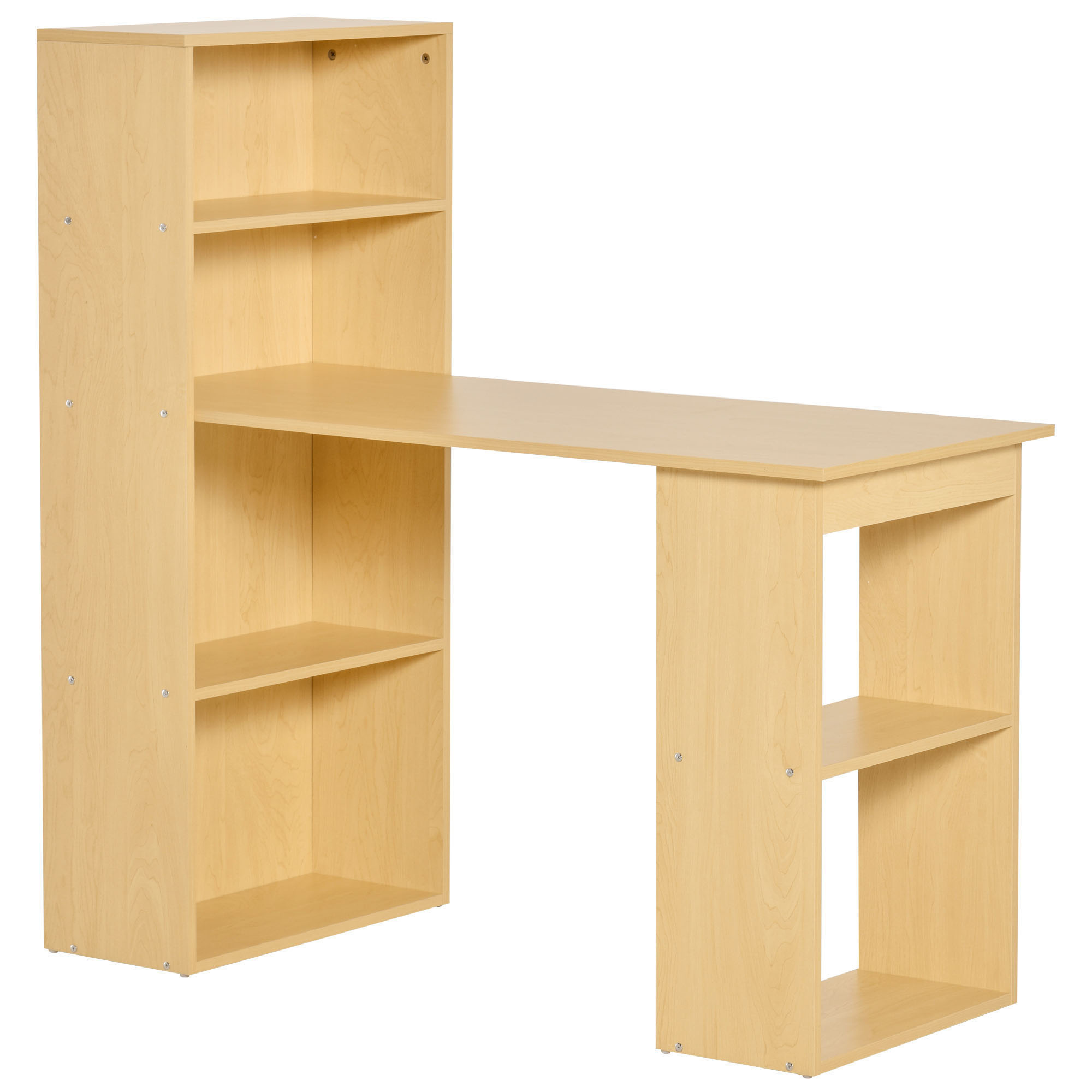 Scrivania Con Libreria HOMCOM 120x55x120cm - Tavolo Computer Salvaspazio, Legno, Per Ufficio E Studio