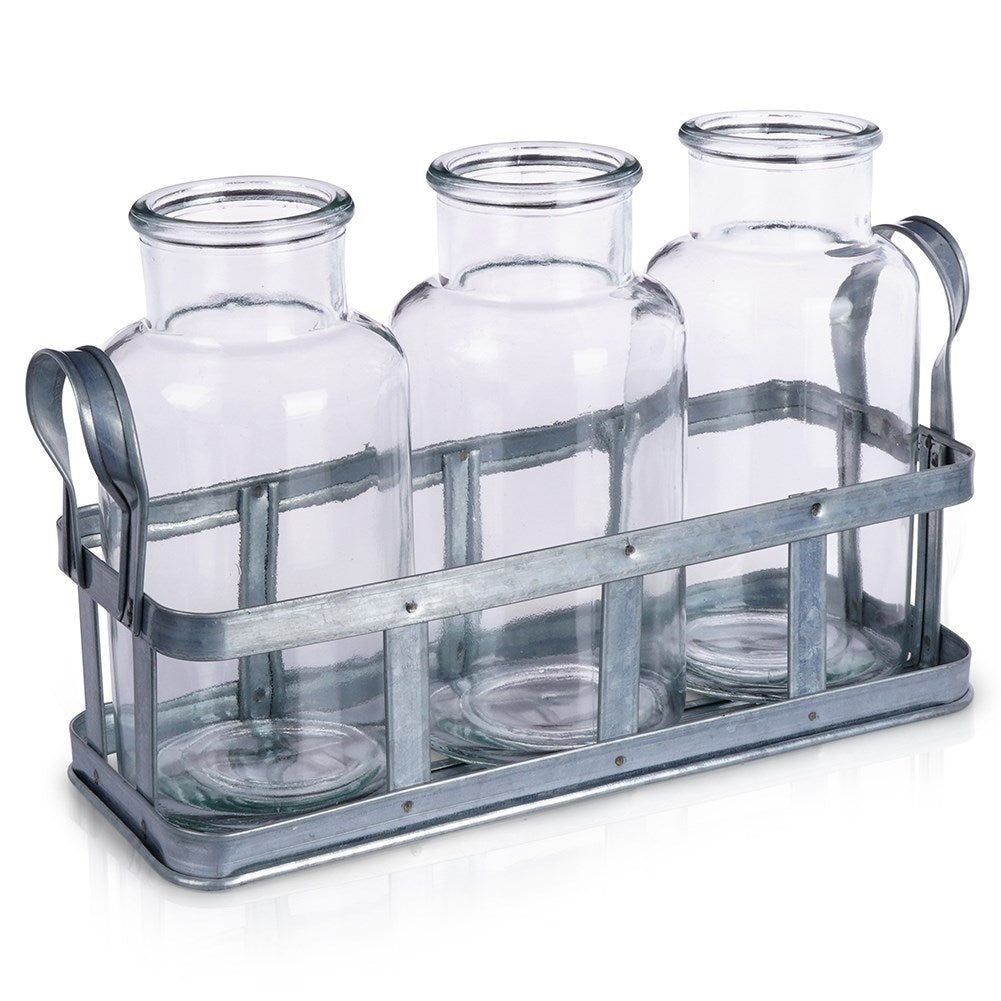 3 Pièces Vase En Verre Gaufré Vases En Verre Vase En Verre Rond Décor