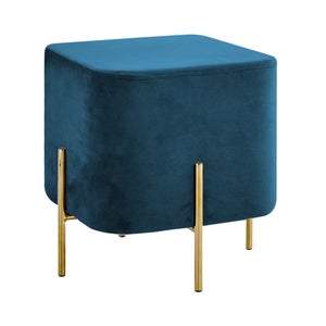 Pouf Poggiapiedi In Velluto Con Gambe Dorate Elegante Imbottito Sgabello Per Toeletta Mobile Trucco Ottomano Salotto Rotondo - Tortora | Leroy Merlin